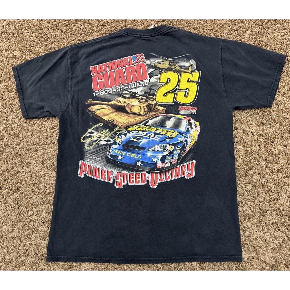 Vintage 2007 Casey Mears #25 Nascar Graphic T-Shirt National Guard Size Large